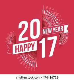 Vector illustration of fireworks. Happy new year 2017 theme