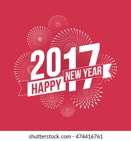 Vector illustration of fireworks. Happy new year 2017 theme