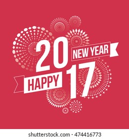 Vector illustration of fireworks. Happy new year 2017 theme