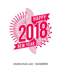 Vector illustration of fireworks. Happy new year 2018 theme