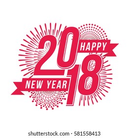 Vector illustration of  fireworks. Happy new year 2018 theme