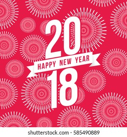 Vector illustration of  fireworks. Happy new year 2018 theme