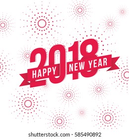 Vector illustration of  fireworks. Happy new year 2018 theme