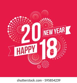 Vector illustration of  fireworks. Happy new year 2018 theme