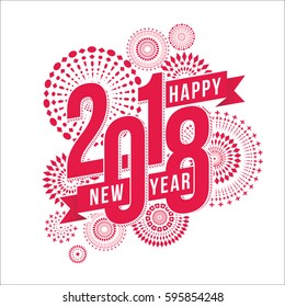 Vector illustration of  fireworks. Happy new year 2018 theme