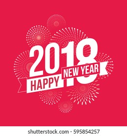 Vector illustration of  fireworks. Happy new year 2018 theme