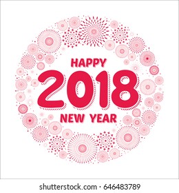 Vector illustration of  fireworks. Happy new year 2018 theme