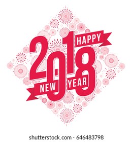 Vector illustration of  fireworks. Happy new year 2018 theme
