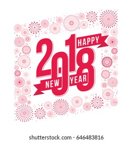 Vector illustration of  fireworks. Happy new year 2018 theme