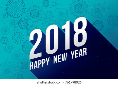 Vector illustration of  fireworks. Happy new year 2018 theme