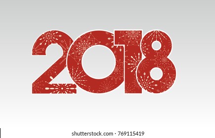 Vector illustration of fireworks. Happy new year 2018 theme