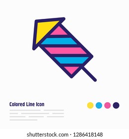 Vector illustration of fireworks icon colored line. Beautiful leisure element also can be used as petard icon element.