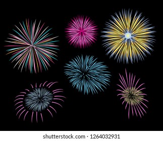 vector illustration fireworks icons