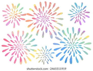 Vector illustration of fireworks in nostalgic and gentle colors