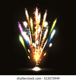 Vector illustration. Fireworks on a dark background