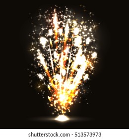 Vector illustration. Fireworks on a dark background