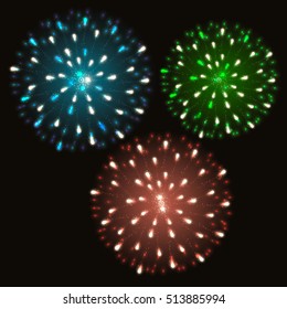 Vector illustration. Fireworks on a dark background