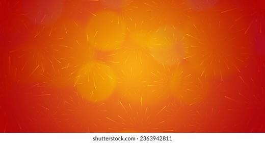 Ilustración vectorial de los fuegos artificiales en el fondo naranja. Fondo de fuegos artificiales. Feliz celebración de Diwali lanza fuegos artificiales sobre antecedentes abstractos en efectos de bokeh.