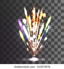 Vector illustration. Fireworks on a transparent background