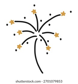Ilustración vectorial de fuegos artificiales sobre fondo blanco.