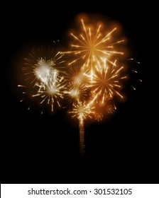 Vector Illustration of Fireworks, Salute on a Dark Background EPS10