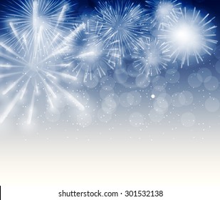 Vector Illustration of Fireworks, Salute on a Dark Background EPS10
