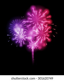Vector Illustration of Fireworks, Salute on a Dark Background EPS10