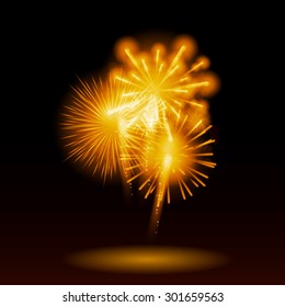 Vector Illustration of Fireworks, Salute on a Dark Background EPS10