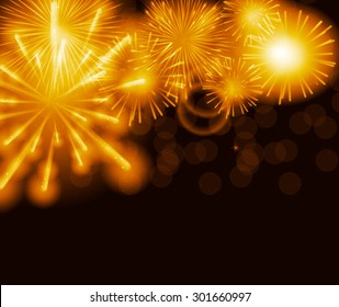 Vector Illustration of Fireworks, Salute on a Dark Background EPS10