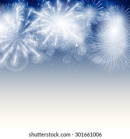 Vector Illustration of Fireworks, Salute on a Dark Background EPS10