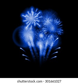 Vector Illustration of Fireworks, Salute on a Dark Background EPS10