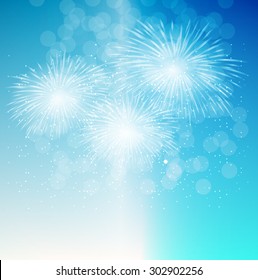Vector Illustration of Fireworks, Salute on a Dark Background EPS10