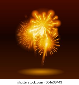 Vector Illustration of Fireworks, Salute on a Dark Background EPS10
