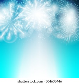 Vector Illustration of Fireworks, Salute on a Dark Background EPS10