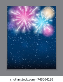 Vector Illustration of Fireworks, Salute on a Dark Background EPS10
