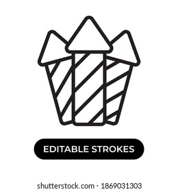 Vector illustration of fireworks splash icon or logo. Use black color and line design style. Editable strokes