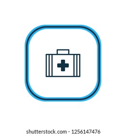 Vector illustration of first aid box icon line. Beautiful health element also can be used as medical bag  icon element.