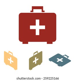 vector illustration of first aid box icon set. Isometric effect