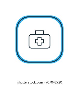 Vector Illustration Of First Aid Box Outline. Beautiful Emergency Element Also Can Be Used As Medical Case Element.