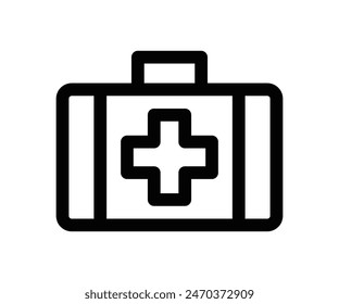 Vector illustration of a first aid kit icon. Ideal for representing health, medical, and emergency concepts. Editable stroke.