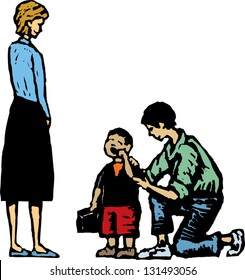 Vector illustration of first day of school