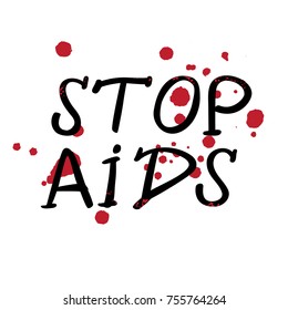 Vector Illustration of first December World Aids Day. Simple symbol for banners, t-shirts, posters. Spots of blood.