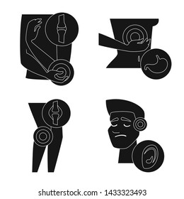 Vector illustration of first and help icon. Set of first and disease stock symbol for web.