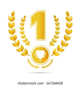 Vector Illustration of First Place, Gold Medal Theme
