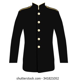 Vector illustration first responder uniform with high collar, rank insignia and golden buttons. Officer, policeman uniform