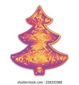 Vector illustration of fir-tree embroidered on cardboard