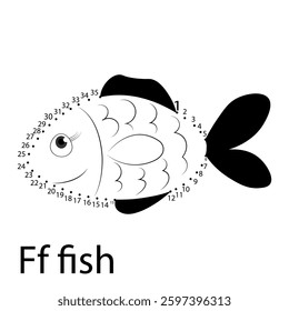 vector illustration of a fish ABC Connect the Dots Coloring Pages Fun Educational Printable Activity for Kids