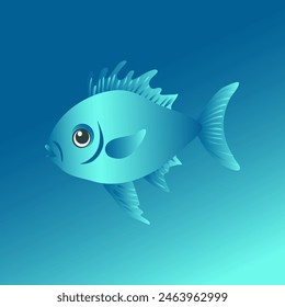 Vector illustration of fish and algae in flat style