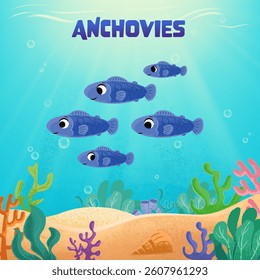 vector illustration of a fish anchovies cartoon