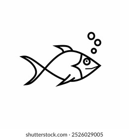 Vector illustration of fish animal. Hand drawn 